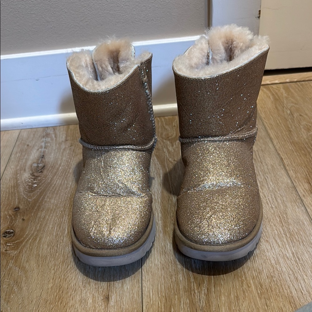 UGG Gold and Cream Glitter Ankle Booties